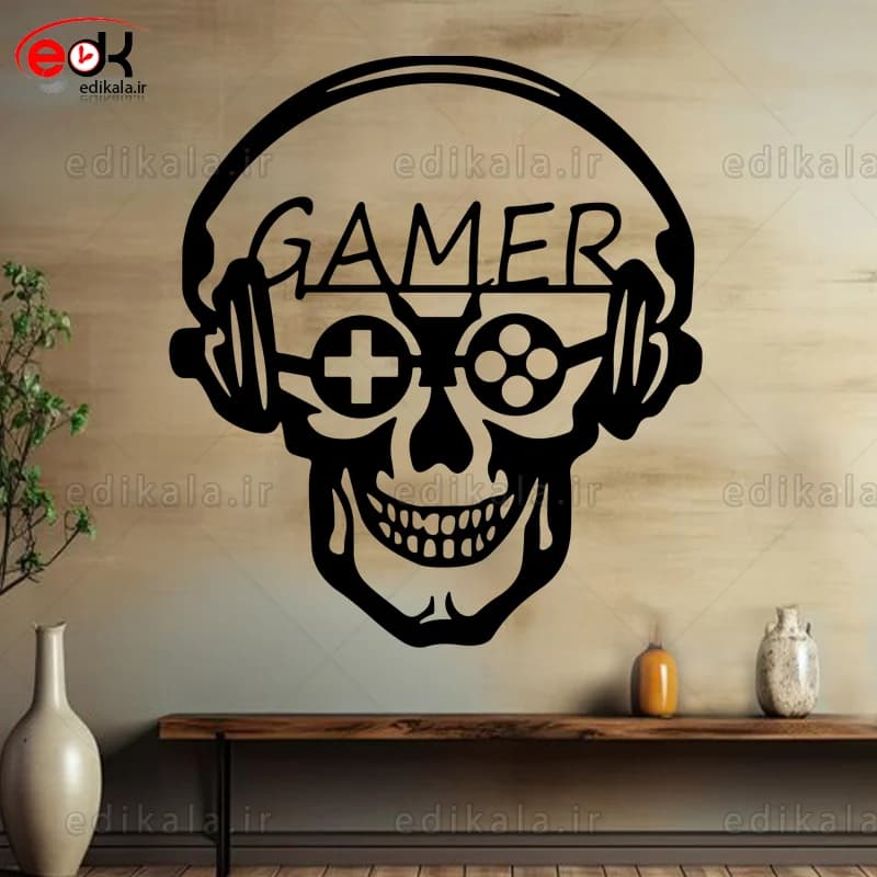 آینه دکوراتیو طرح اسکلت گیمینگ شماره 1 در پنج رنگ و ابعاد انتخابی+فایل کورل