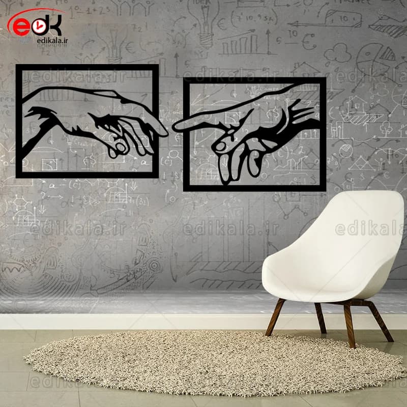 آینه دکوراتیو طرح تابلو دست خدا شماره 1 در پنج رنگ و ابعاد انتخابی+فایل کورل — تصویر ۲