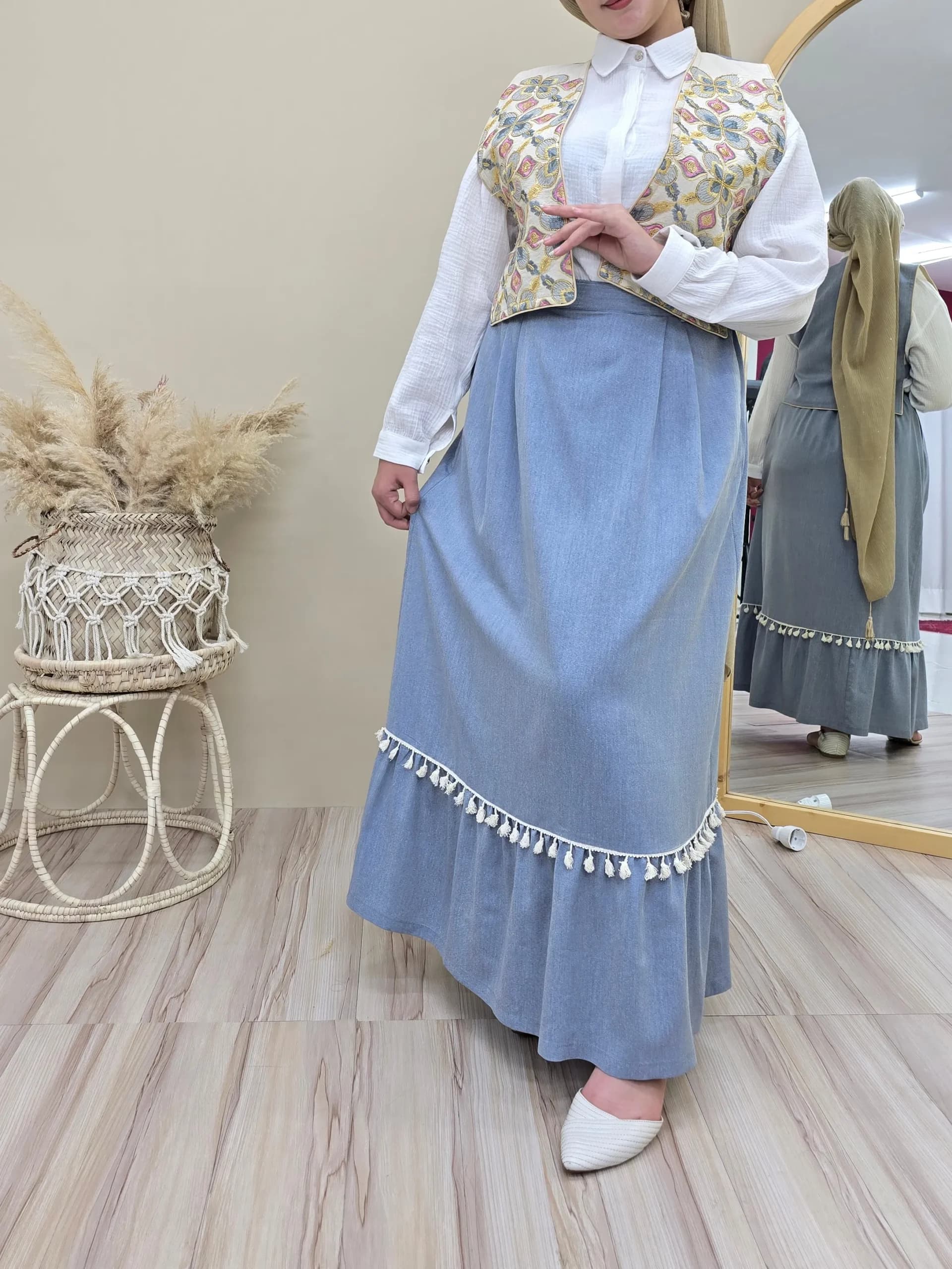 جلیقه ترکیبی جین کاغذی کد ws51 — تصویر ۴