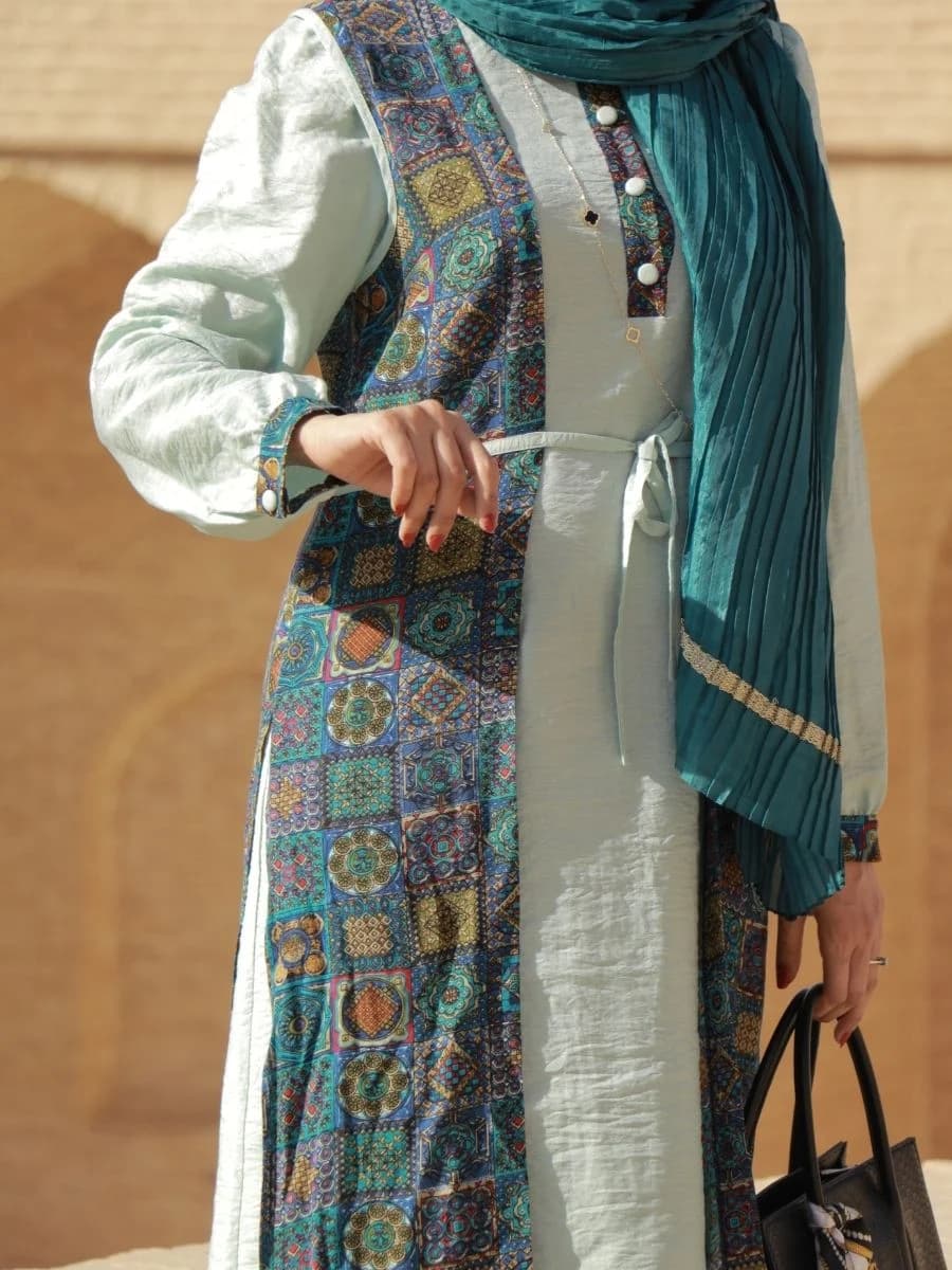 مانتو دو تیکه پسته ای