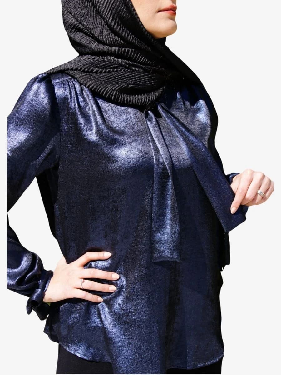شومیز لیان طرح کراوات سرمه ای