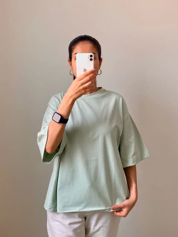 تیشرت باکسی زنانه ساده رنگی پاستیلی — تصویر ۴