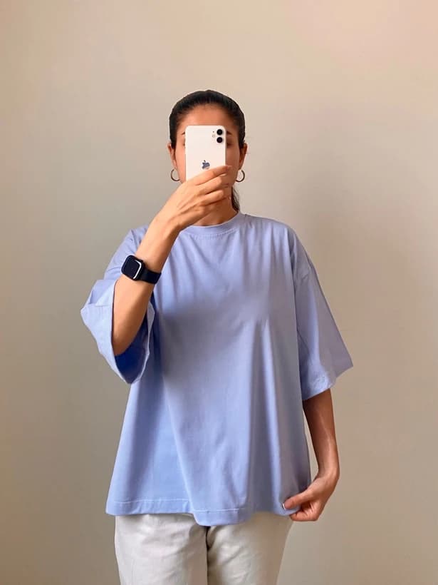 تیشرت باکسی زنانه ساده رنگی پاستیلی — تصویر ۵