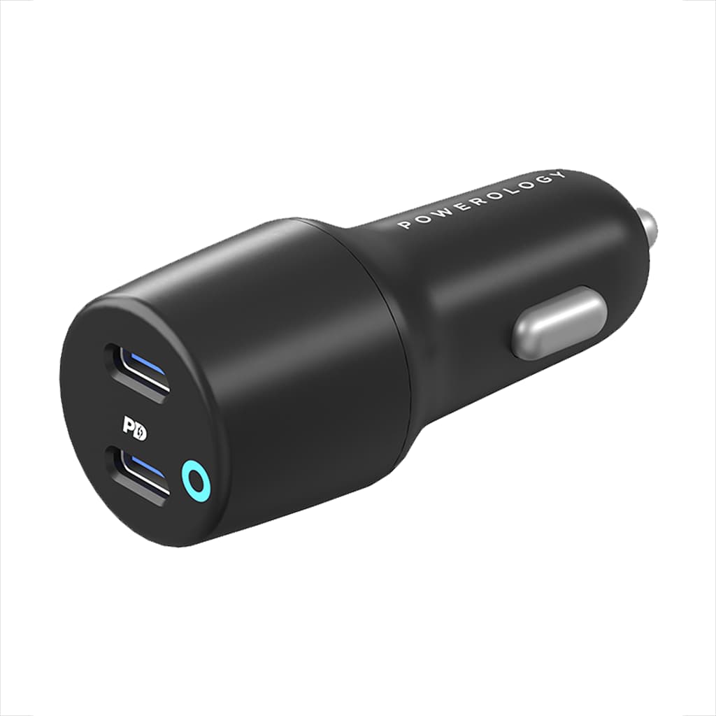 شارژر فندکی 55 وات شارژ سریع با دو پورت تایپ سی پاورولوژی Powerology 55W Ultra-Quick Car Charger Dual USB-C مدل PCCSR006 — تصویر ۳