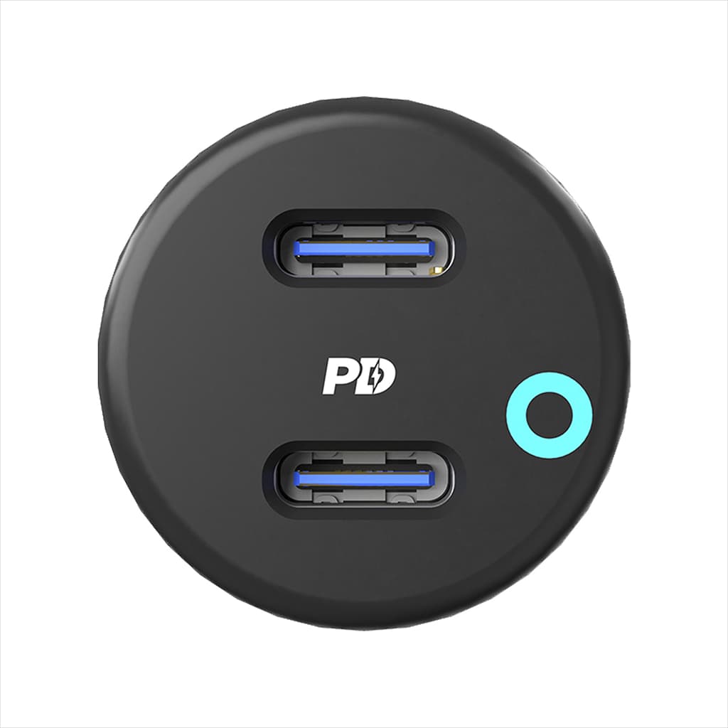 شارژر فندکی 55 وات شارژ سریع با دو پورت تایپ سی پاورولوژی Powerology 55W Ultra-Quick Car Charger Dual USB-C مدل PCCSR006 — تصویر ۲