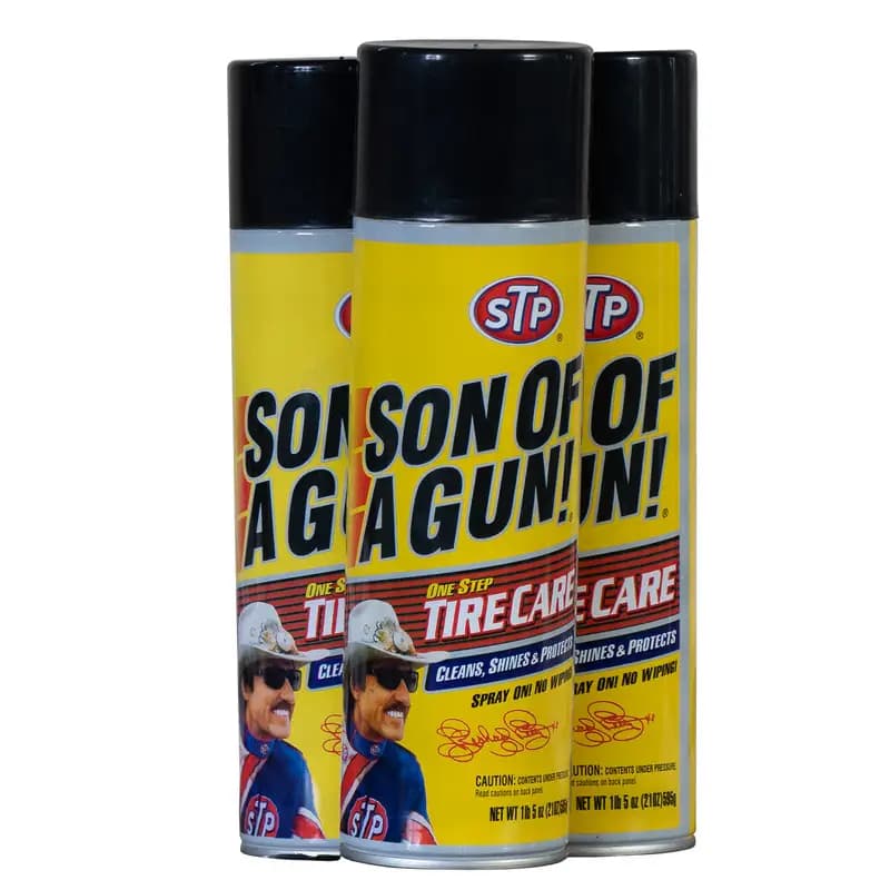 اسپری تمیز کننده و براق کننده تایر خودرو اس تی پی مدل Sun Of Gun حجم 595 گرم بسته 3 عددی