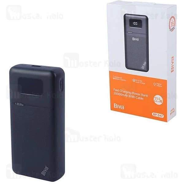 پاوربانک 20000 بیوا Biva BP-047 توان 22.5 وات با کابل متصل — تصویر ۸