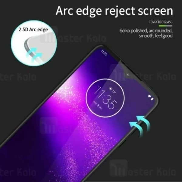 محافظ صفحه شیشه ای تمام صفحه تمام چسب موتورولا Motorola One Macro / G8 Play 9D Glass — تصویر ۳