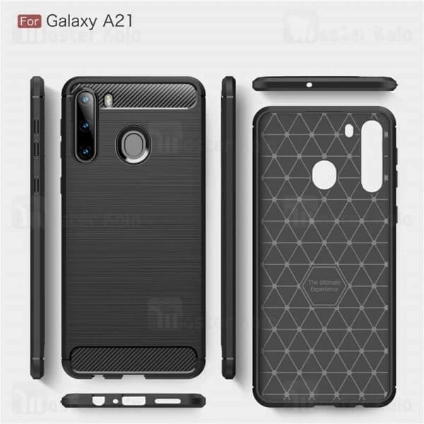 قاب محافظ ژله ای سامسونگ Samsung Galaxy A21 Rugged Armor Fiber Carbon — تصویر ۲