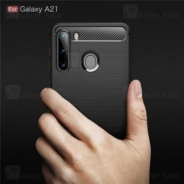 قاب محافظ ژله ای سامسونگ Samsung Galaxy A21 Rugged Armor Fiber Carbon — تصویر ۳