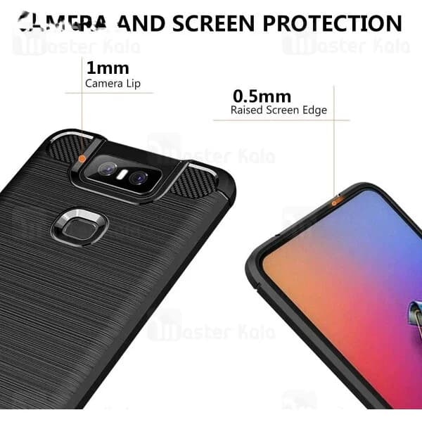 قاب محافظ ژله ای ایسوس Asus Zenfone 6 ZS630KL Rugged Armor Fiber Carbon — تصویر ۶