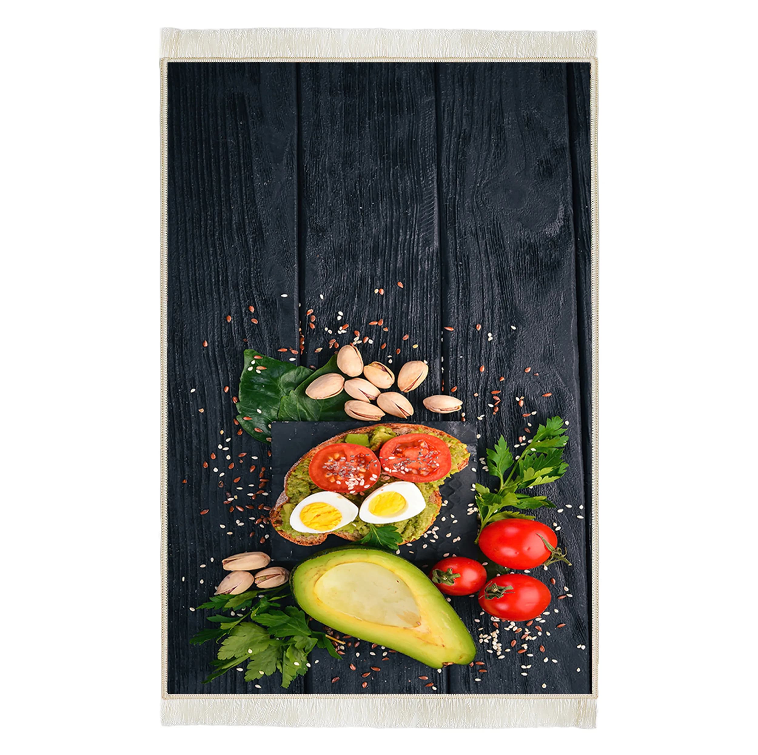 فرش ماشینی هانوکس مدل مدرن طرح صبحانه کد AHC-883-1