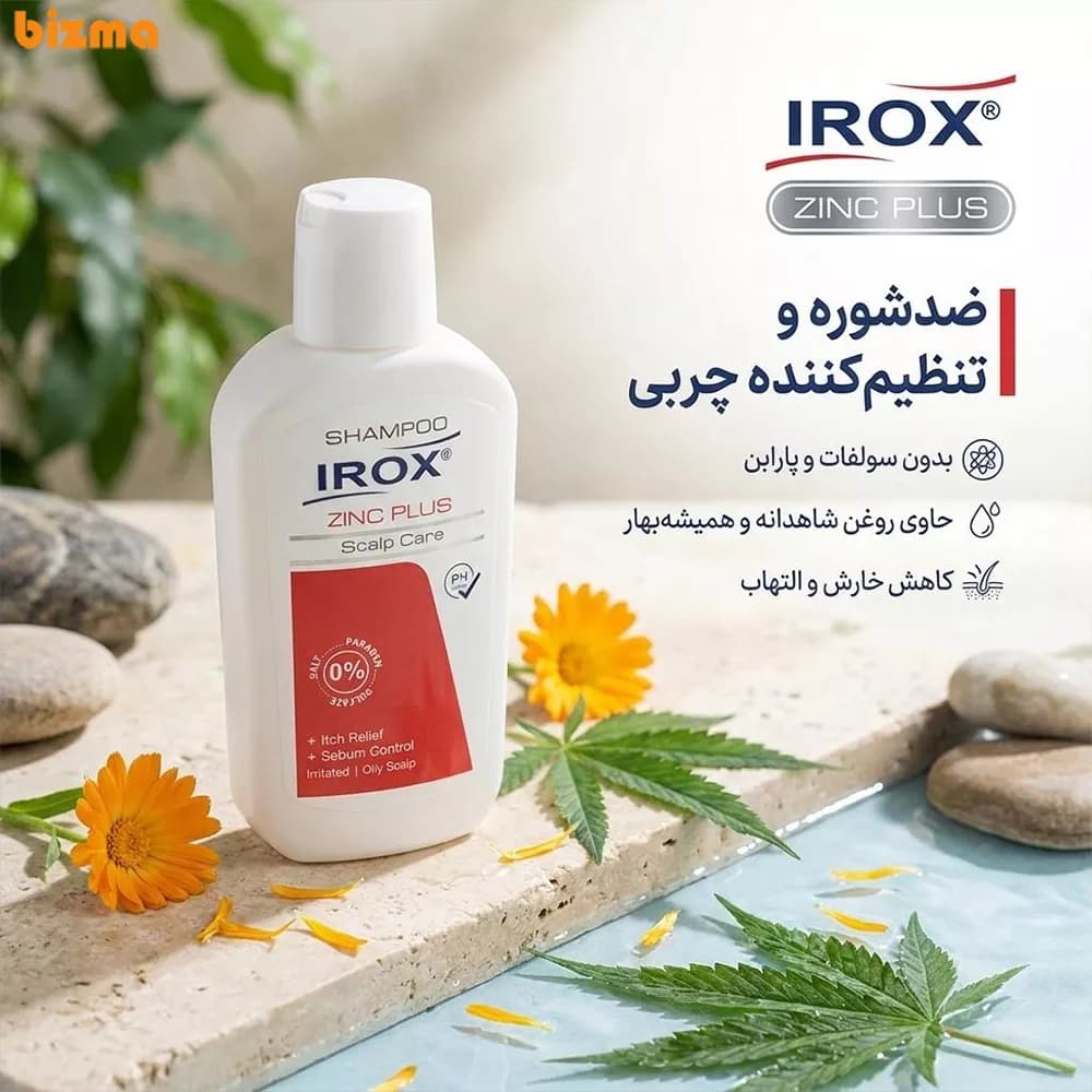 شامپو ضد شوره ایروکس مدل Zinc Plus مخصوص موی چرب حجم 200 میلی‌لیتر — تصویر ۲