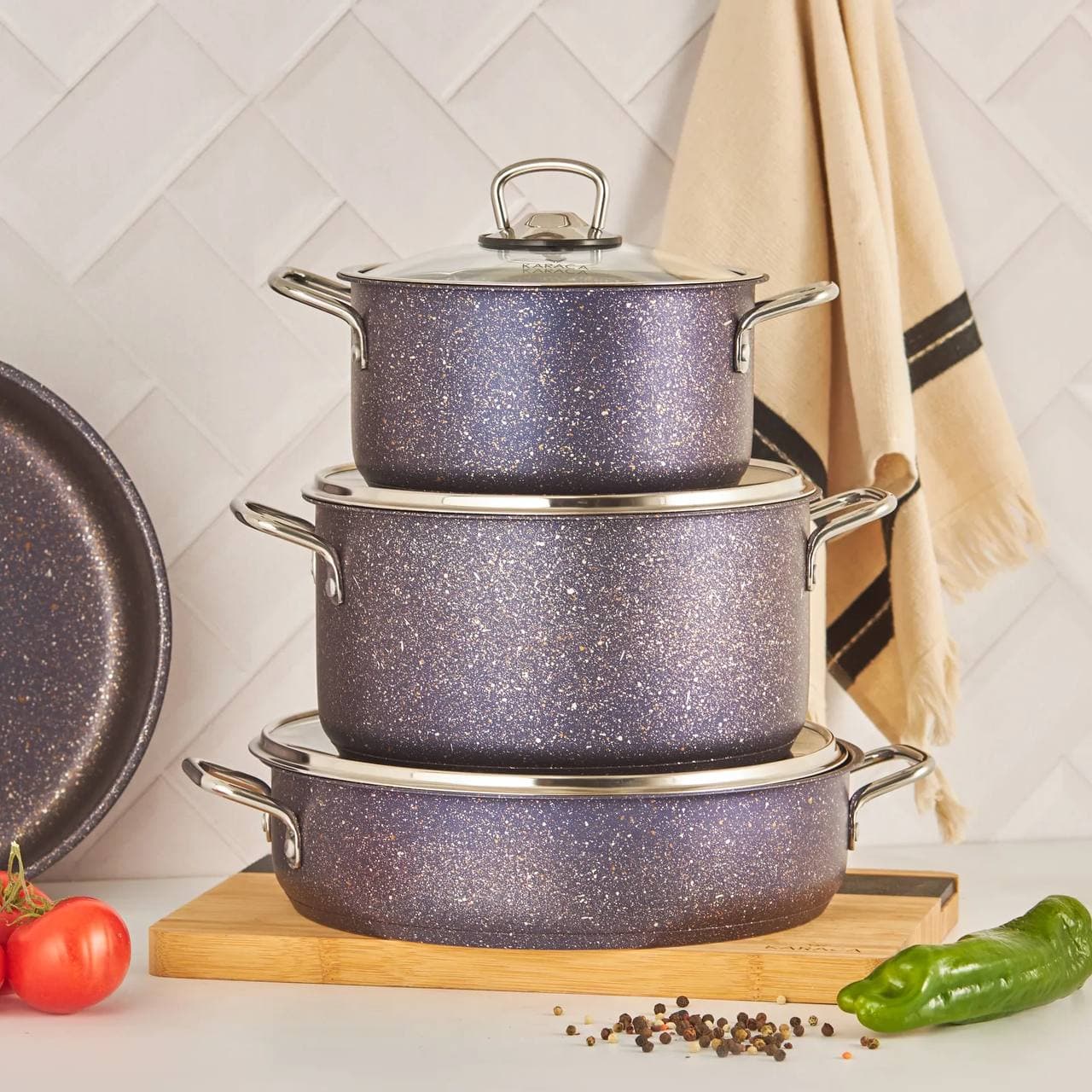 ست قابلمه کاراجا مدل Biogranit Steel Plus بنفش — تصویر ۲