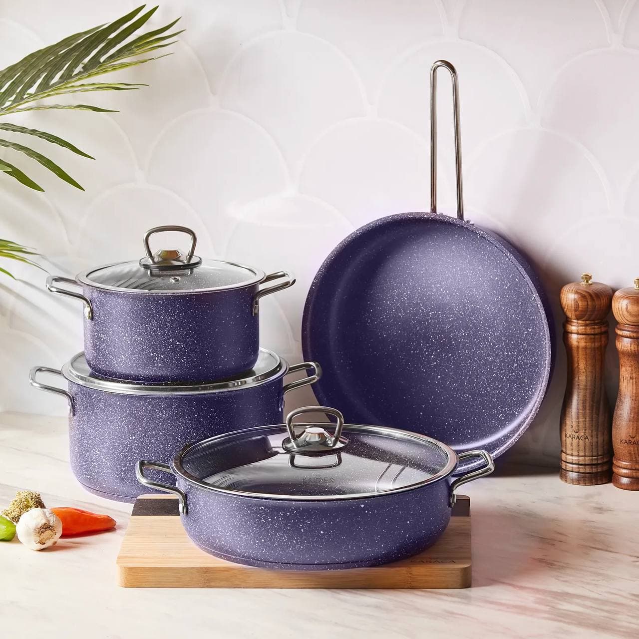 ست قابلمه کاراجا مدل Biogranit Steel Plus بنفش