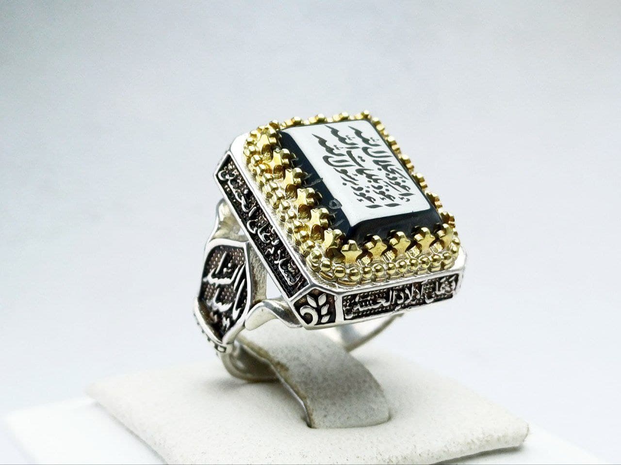 انگشتر نقره حدید اصلی چهارگوش حکاکی دعای هفت جلاله