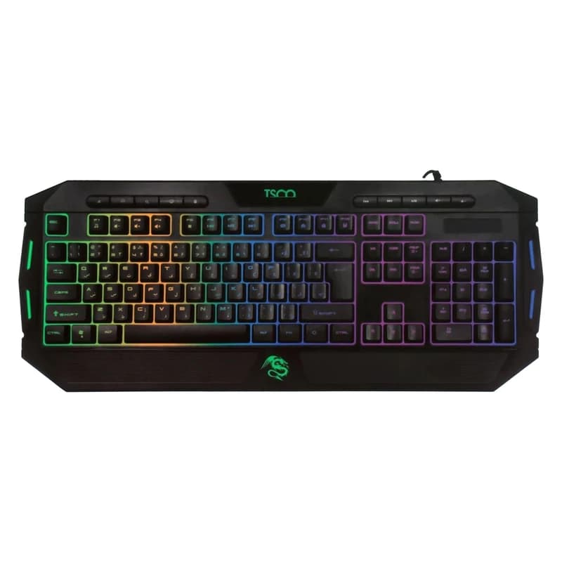 کیبورد گیمینگ تسکو مدل TK 8124 با سوییچ ممبران، Full Size، نورپردازی صفحه کلید RGB، پایه‌های قابل تنظیم، حروف حک شده فارسی