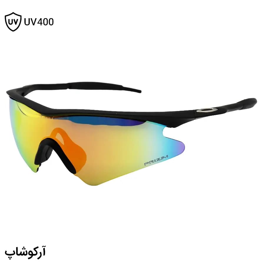 عینک ورزشی اوکلی طرح M Frame با فریم مشکی مات، نیم فریم و لنز جیوه‌ای و چند رنگ مدل OO9060