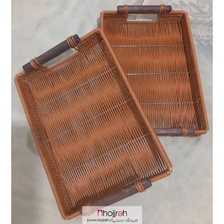 سینی حصیری ارغوان بافی دسته چوبی کد KG01