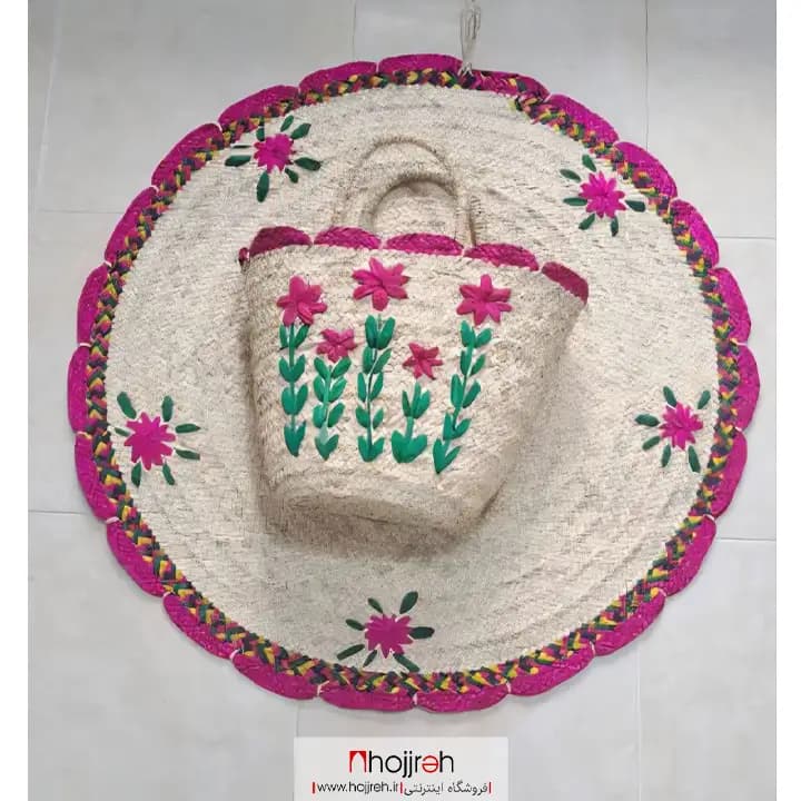 ست ساک و سفره حصیری گل دار کد SNV181