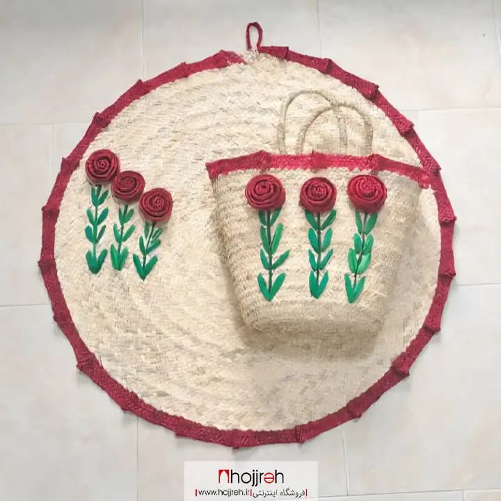 ست ساک و سفره حصیری گل دار کد SNV179