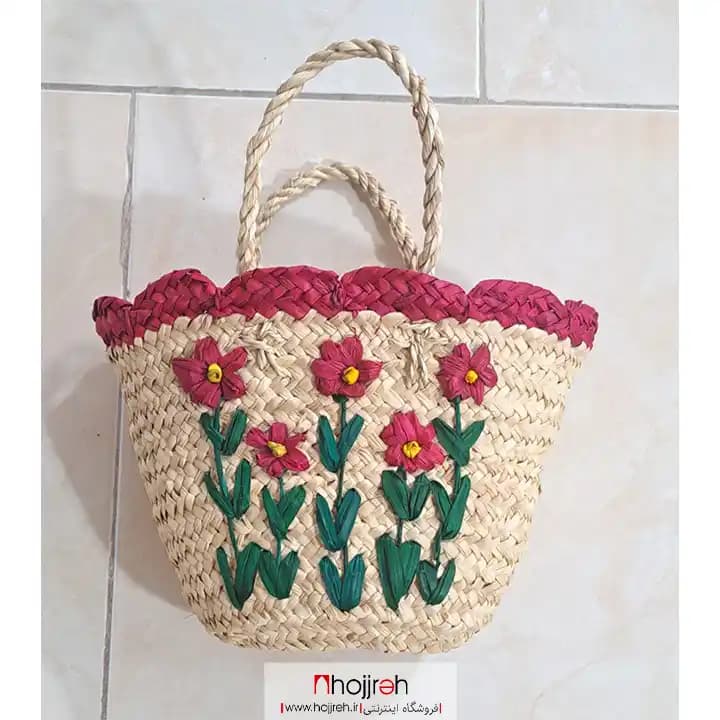 ساک حصیری گل دار بچگانه کد SNV173