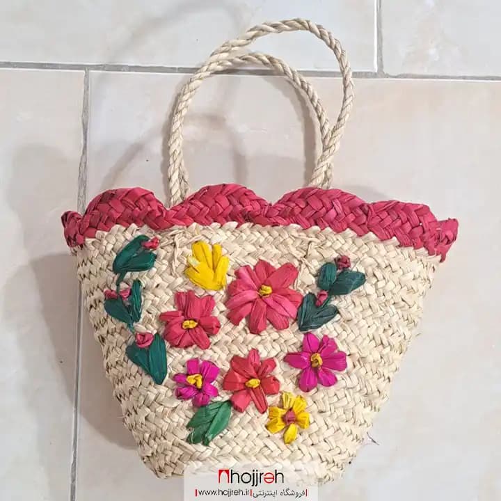 ساک حصیری گل دار بچگانه کد SNV172