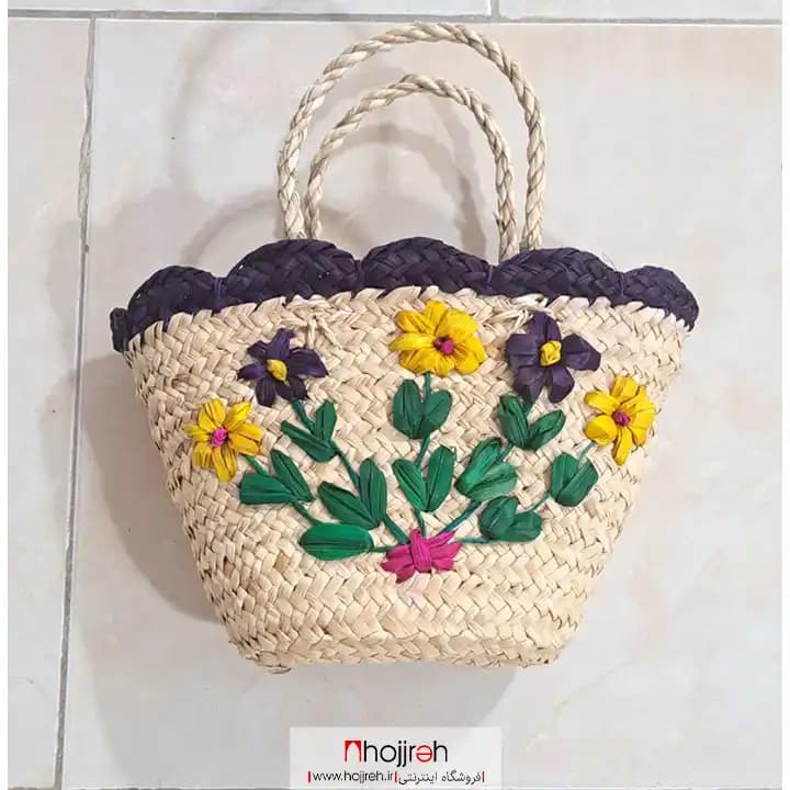 ساک حصیری گل دار بچگانه کد SNV171