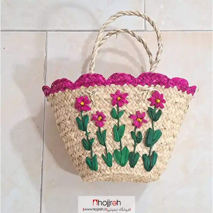ساک حصیری گل دار بچگانه کد SNV170
