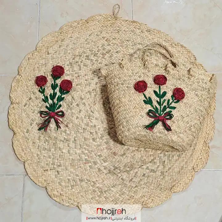 ست ساک و سفره حصیری گل دار کد SNV168
