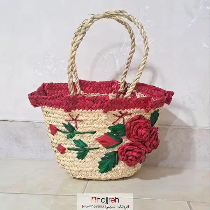 ساک حصیری گل دار بچگانه کد SNV165