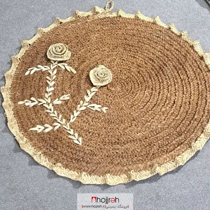 سفره حصیری سایز 80 قهوه ای گل دار کد SNV156