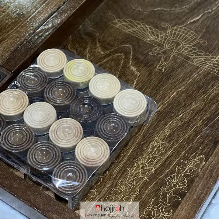 تخته نرد و شطرنج چوب ملچ طرح لیزری 50 * 50 کد TNS640 — تصویر ۵