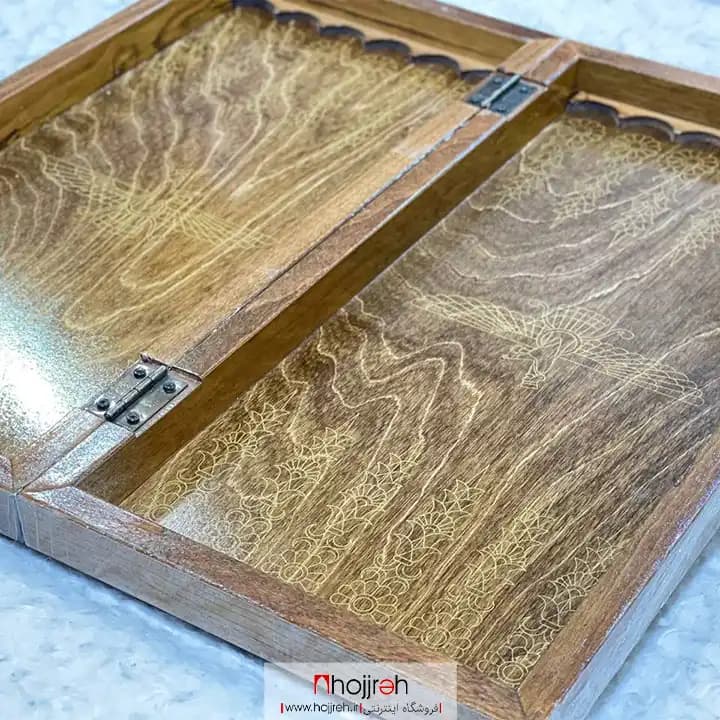 تخته نرد و شطرنج چوب ملچ طرح لیزری 50 * 50 کد TNS640 — تصویر ۴