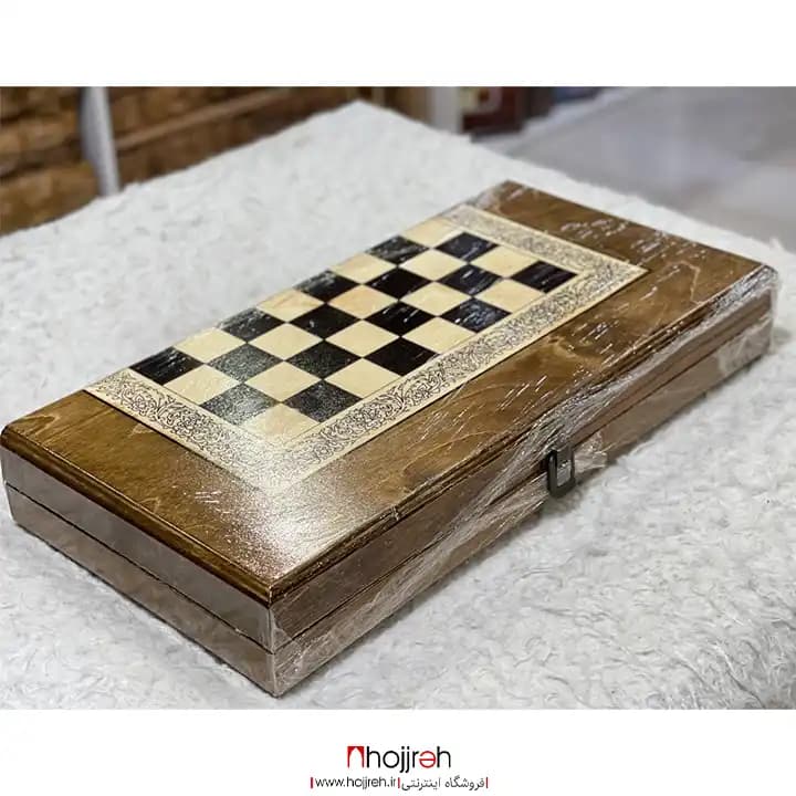 تخته نرد و شطرنج چوب ملچ طرح لیزری 50 * 50 کد TNS640