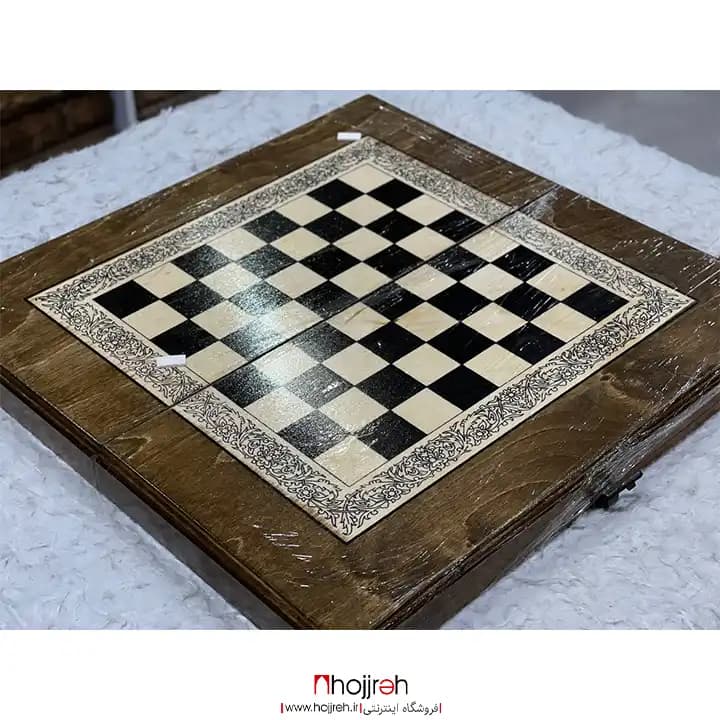 تخته نرد و شطرنج چوب ملچ طرح لیزری 50 * 50 کد TNS640 — تصویر ۲