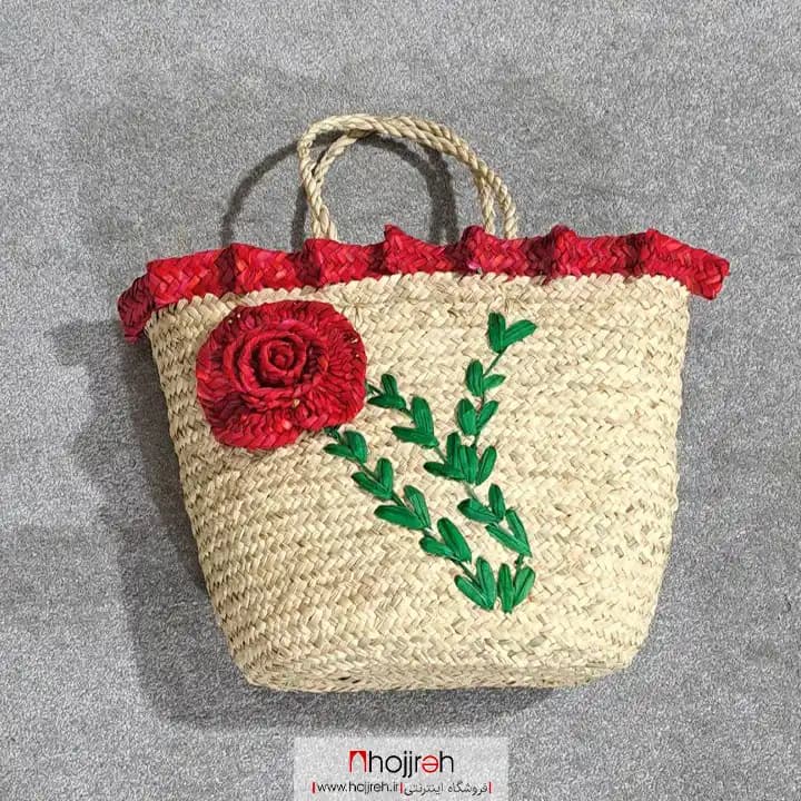 ساک حصیری پر گل سایز بزرگ کد SNV135