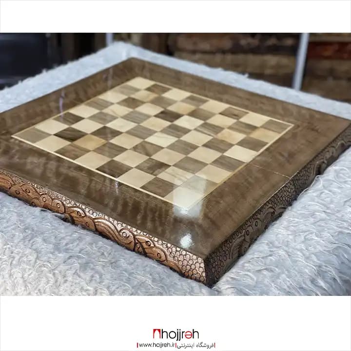 تخته نرد و شطرنج چوب گردو منبت کاری طرح گل و بوته کد TNS76 — تصویر ۲