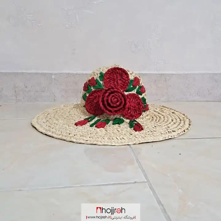 کلاه حصیری گل دار سایز بزرگ کد SNV111