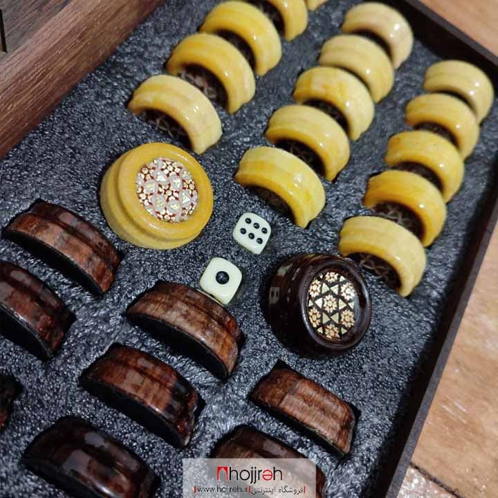 مهره تخته نرد چوب نارنج خاتم کاری قطر ۳ سانت کد TNS50 — تصویر ۳