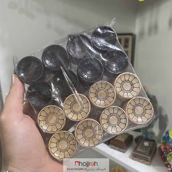 مهره تخته نرد کاسه ای چوبی لیزری قطر ۳ سانت زیر مخملی کد TNS41