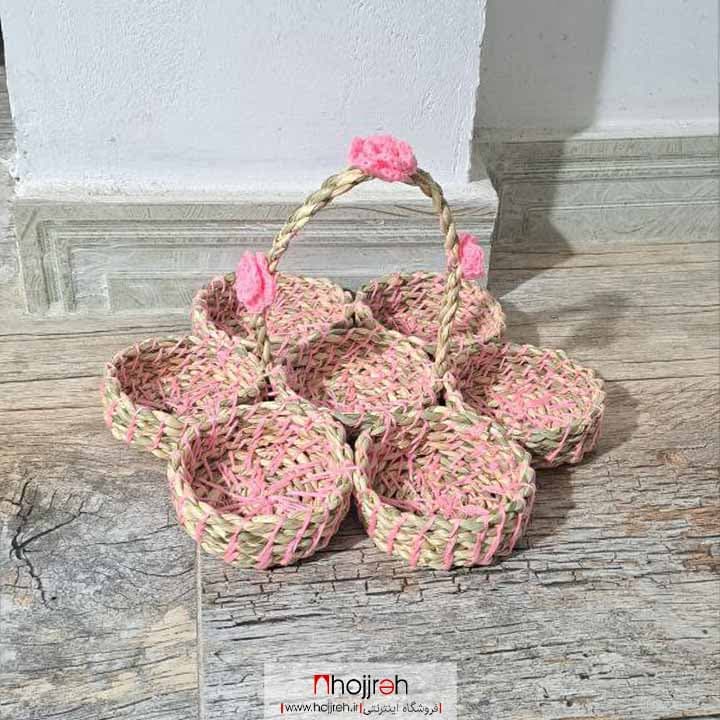 سفره هفت سین دسته دار حصیری سایز ۳۴ سانت صورتی کد SNV33