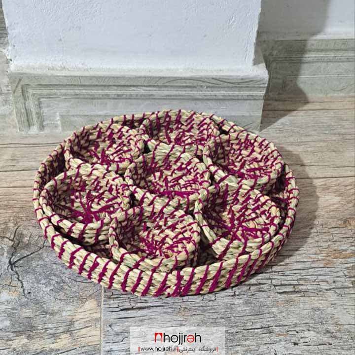 سفره هفت سین حصیری عید نوروز سینی دار سایز ۳۴ سانت بنفش کد SNV32