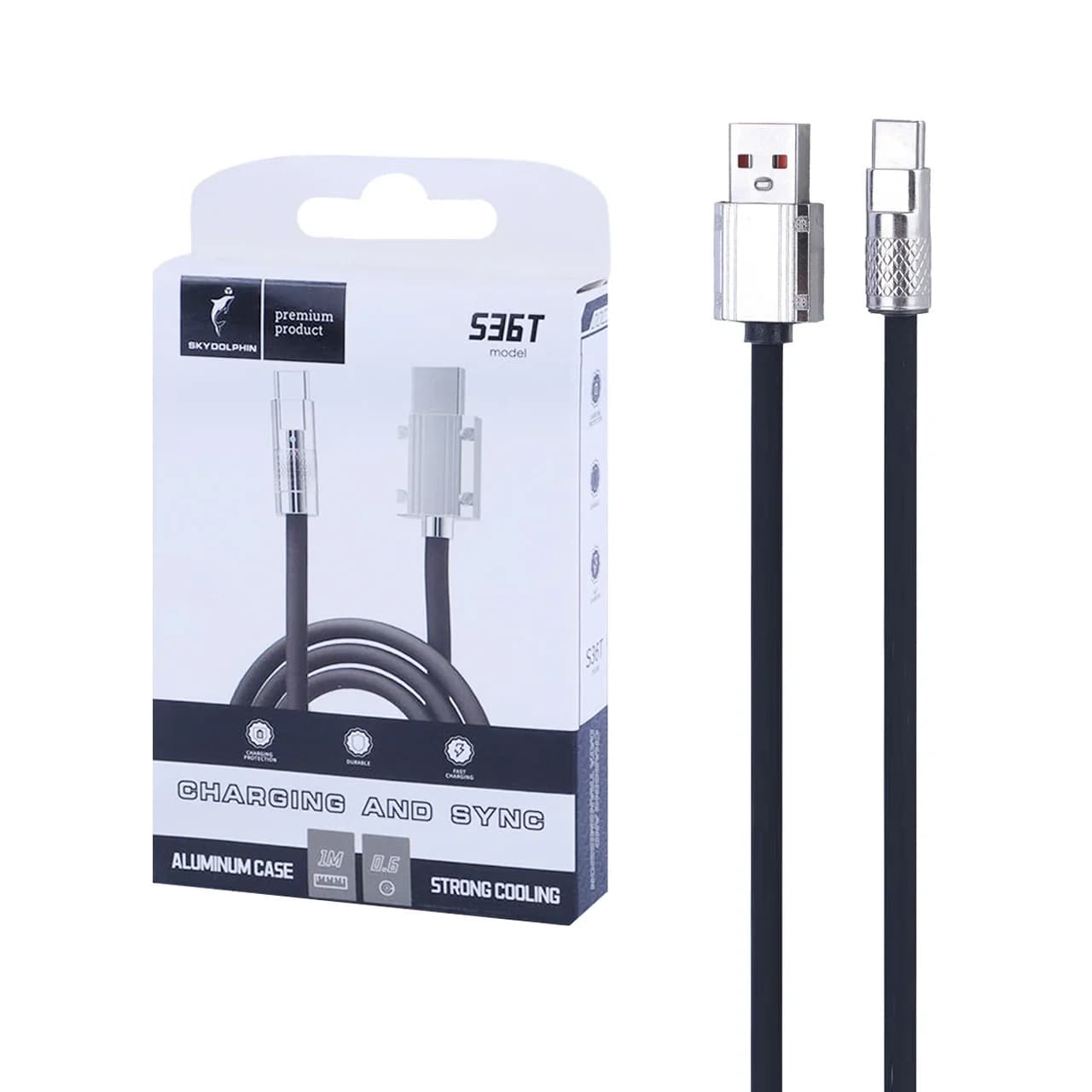 کابل شارژ فست SKY DOLPHIN Type-C مدل S36T – مشکی – TCO