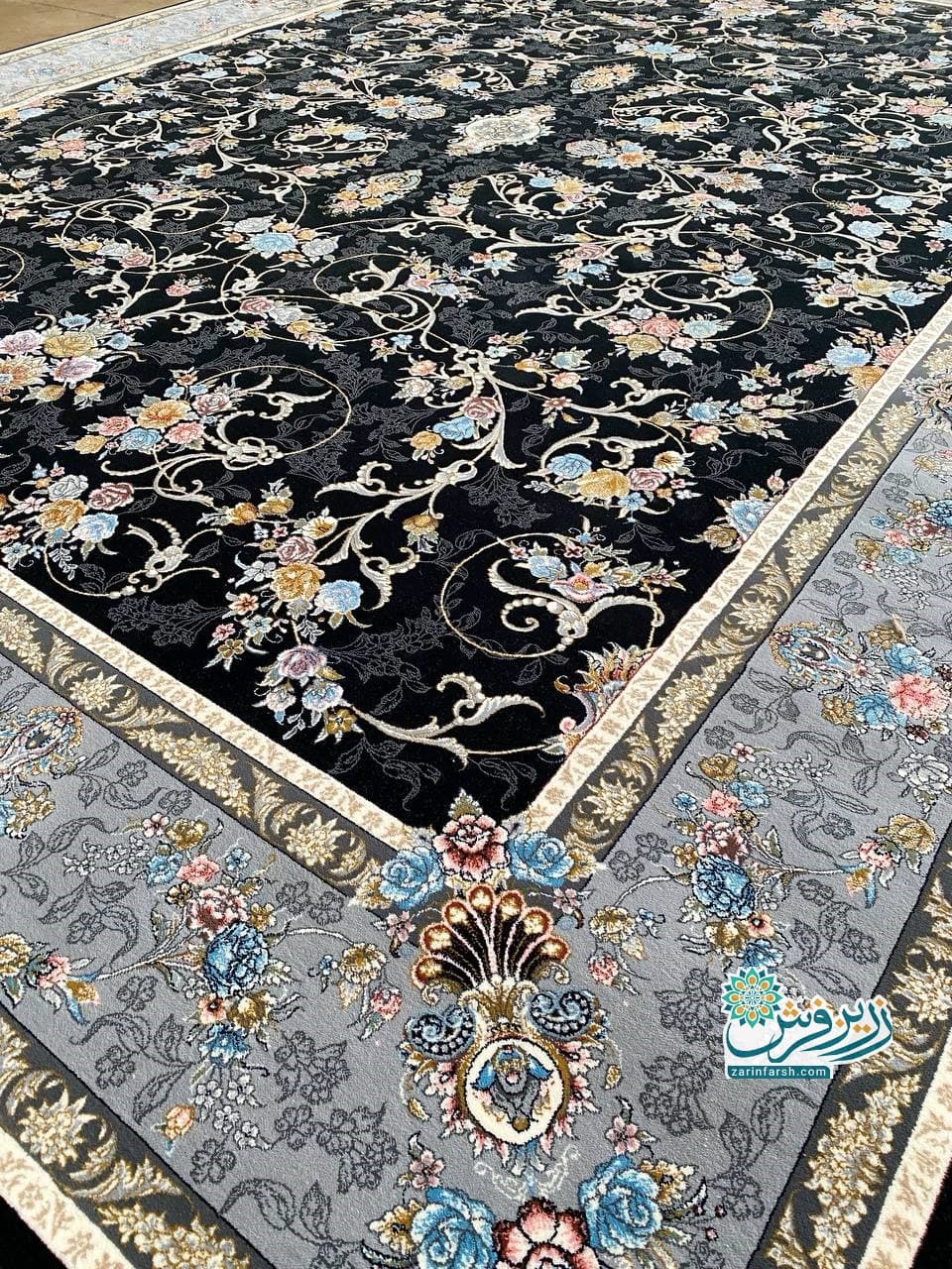 فرش بهار سرمه ای 700 شانه – تمام نخ اکریلیک — تصویر ۲