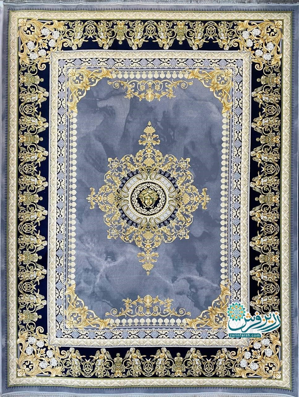 فرش ماشینی 1200 شانه طرح رونیکا کد 1241 رنگ دودی