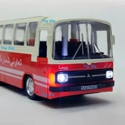اسباب بازی – ماکت اتوبوس – بنز 302 – عقبکش، موزیکال، چراغدار – درب راننده و شاگرد بازشو — تصویر ۳