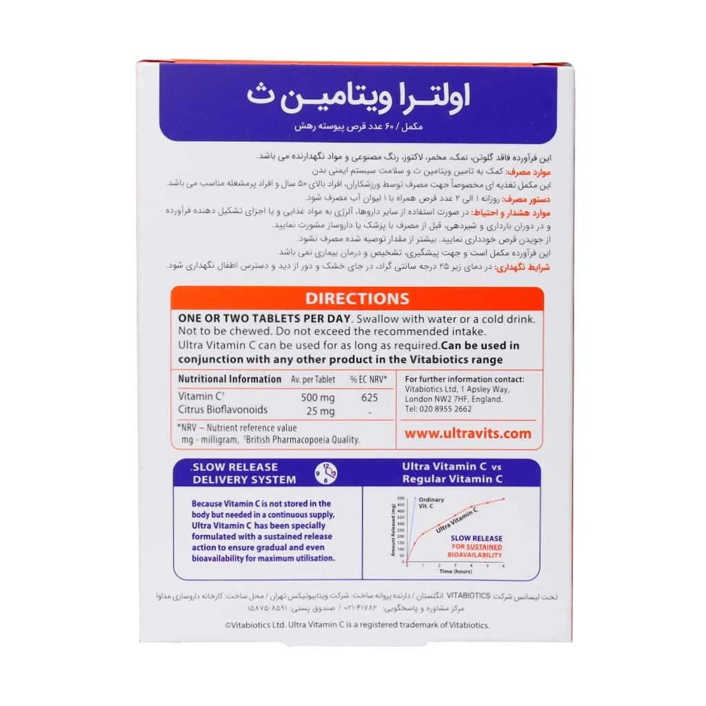 قرص اولترا ویتامین سی ویتاببیوتیکس (Ultra Vitamin C VITABIOTICS) — تصویر ۳