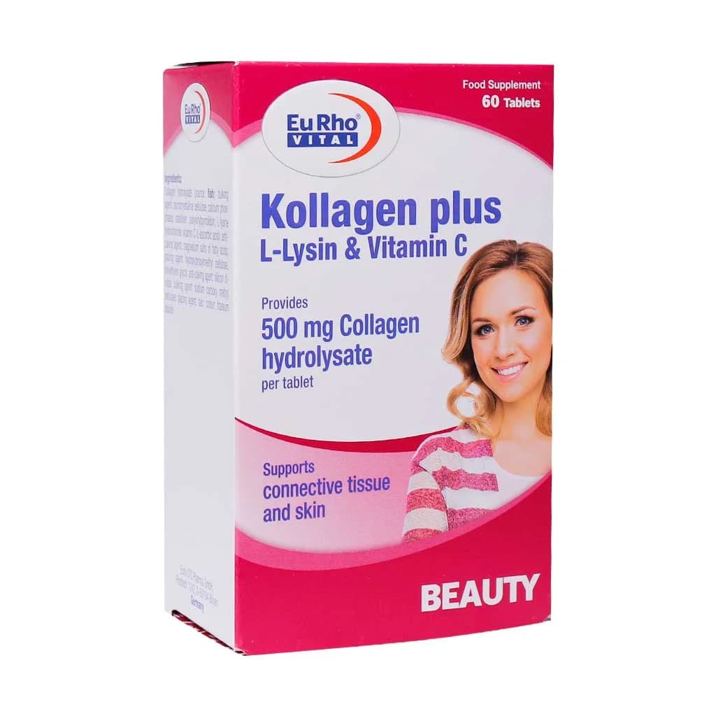 قرص کلاژن پلاس ال-لیزین و ویتامینC یوروویتال (Kollagen plus L-Lysin and Vitamin EuRho VITAL)