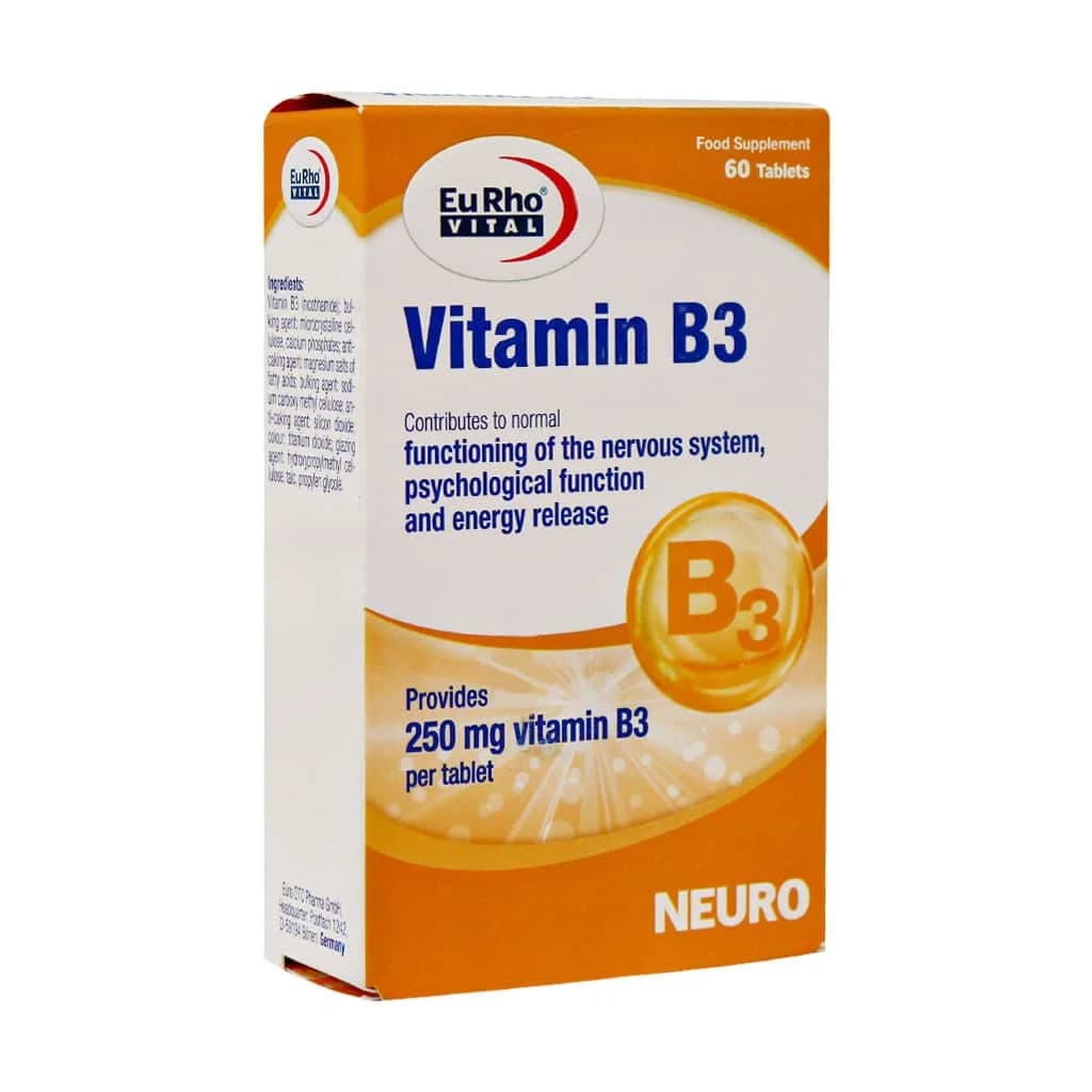 قرص ویتامین ب3 یوروویتال 60 عدد (Vitamin B3 EuRho VITAL Tabs)